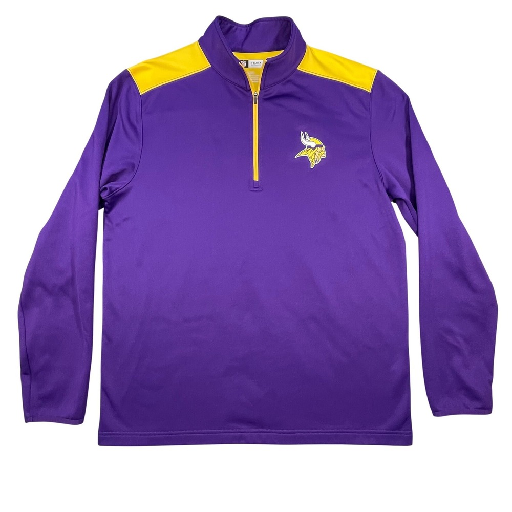Minnesota Vikings NFL Team Apparel Purple Quarter Zip Pullover Mens L